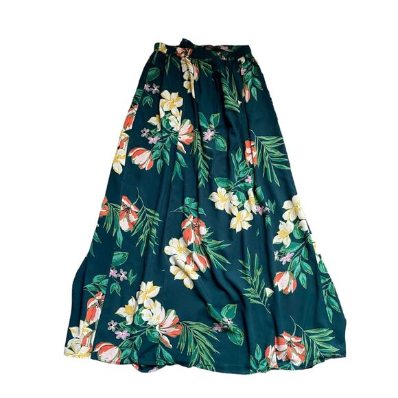 Patrons Of Peace Maxi Floral Skirt XS Tropical Slits Flowy Resort Beach Aloha - Picture 2 of 6